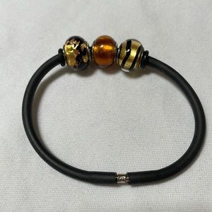 Pandora Black and Gold Bead charms only bracelet not included